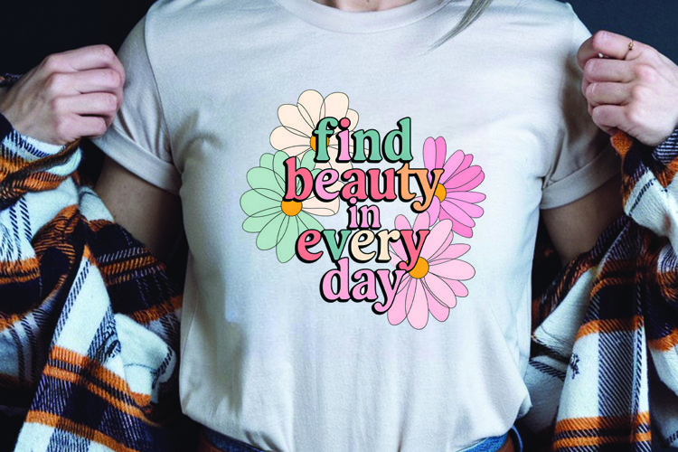 Positive saying quote with flower t-shirt sublimation png