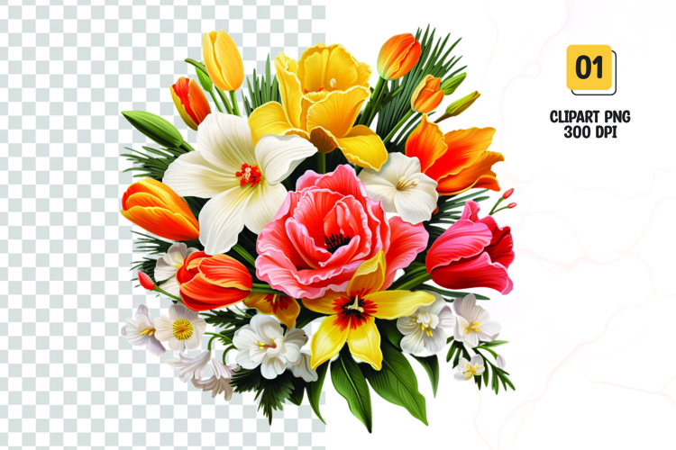 Watercolor Floral bouquet clipart sublimation