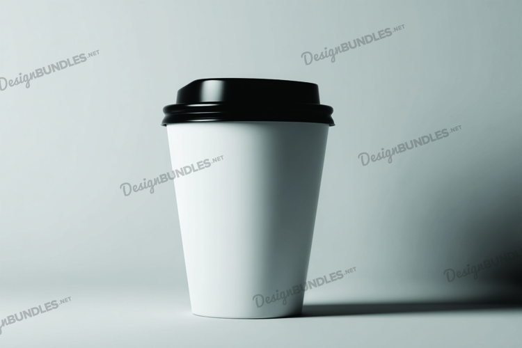 Coffee cup with black lid mockup