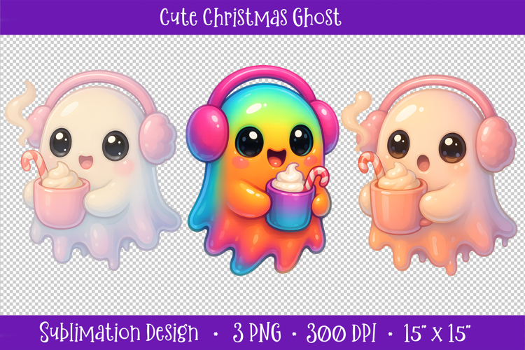 Cute Ghost Christmas Sublimation PNG, Boo Christmas Clipart