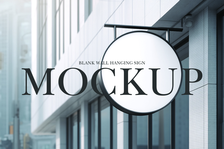Blank wall hanging sign mockup