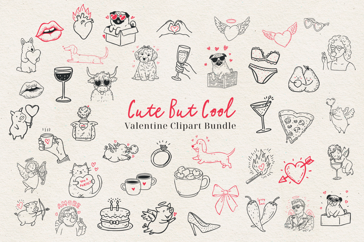 Valentine Doodle Clipart Bundle | Hand-Drawn Love Icons SVG