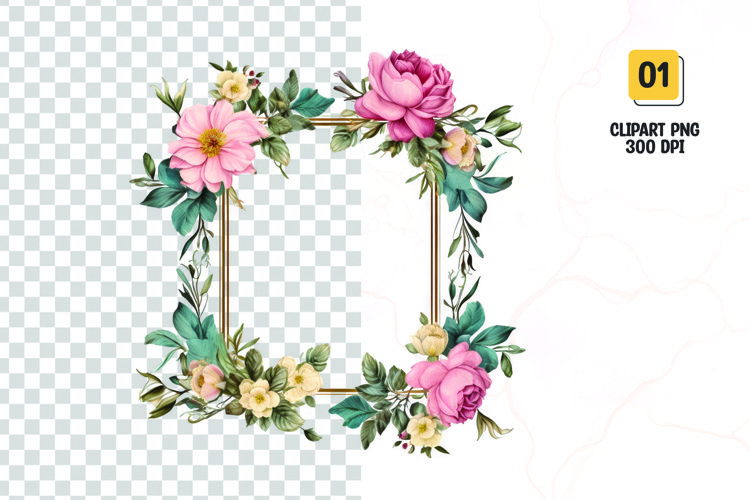 Floral frame clipart sublimation png