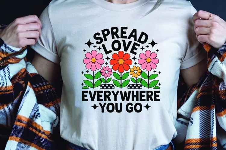 Positive saying quote with flower t-shirt sublimation png