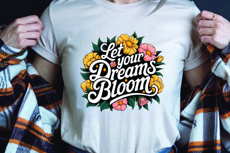 Positive saying quote with flower t-shirt sublimation png