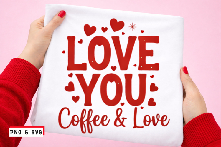 Love You Coffee & Love Valentine PNG SVG Cute Coffee Love