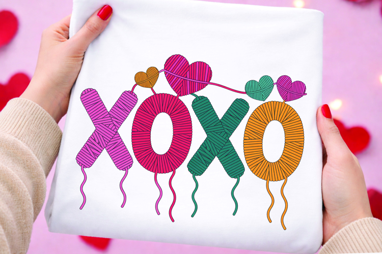 XOXO Yarn Letters with Hearts Valentine Design
