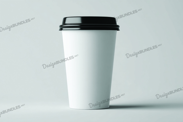 Coffee cup with black lid mockup example image 1