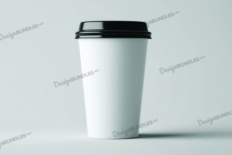Coffee cup with black lid mockup