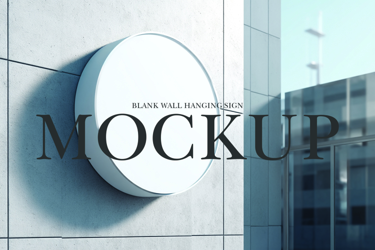 Blank wall hanging sign mockup