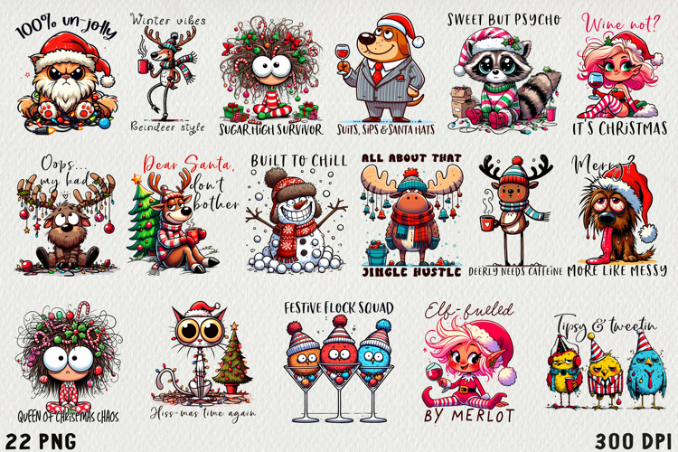 Funny Christmas Quote Clipart Sublimation PNG