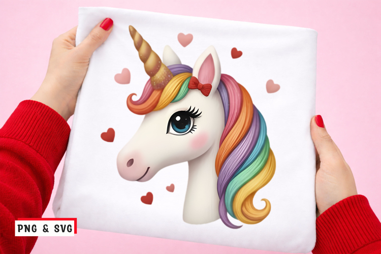 Cute Valentine Unicorn PNG SVG Rainbow Unicorn Love Design