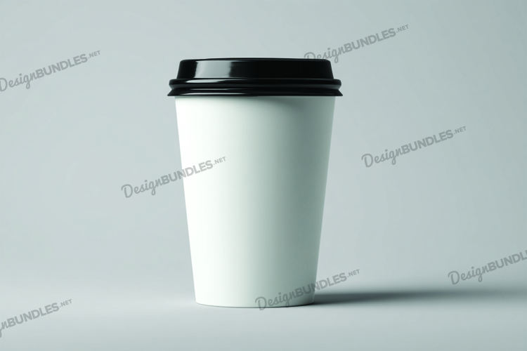 Coffee cup with black lid mockup