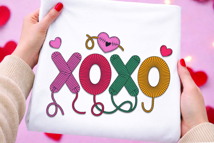 XOXO Yarn Letters with Hearts Valentine Design