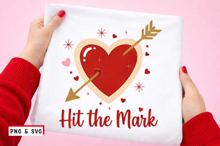 Hit the Mark Valentine PNG SVG Heart Arrow Love Design