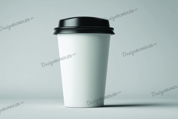 Coffee cup with black lid mockup example image 1