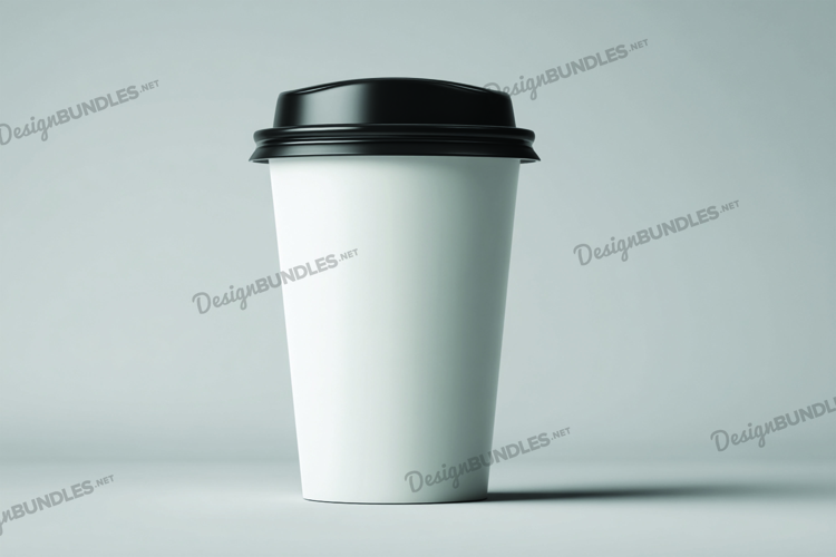 Coffee cup with black lid mockup