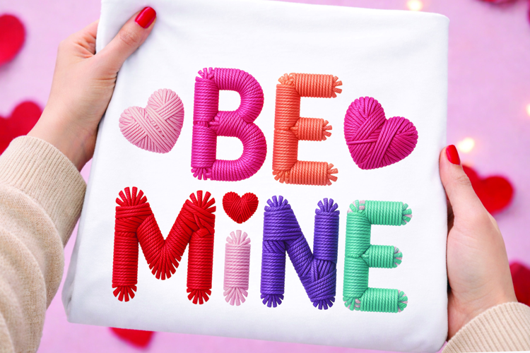 BE MINE Yarn Letters Valentine's Day Message