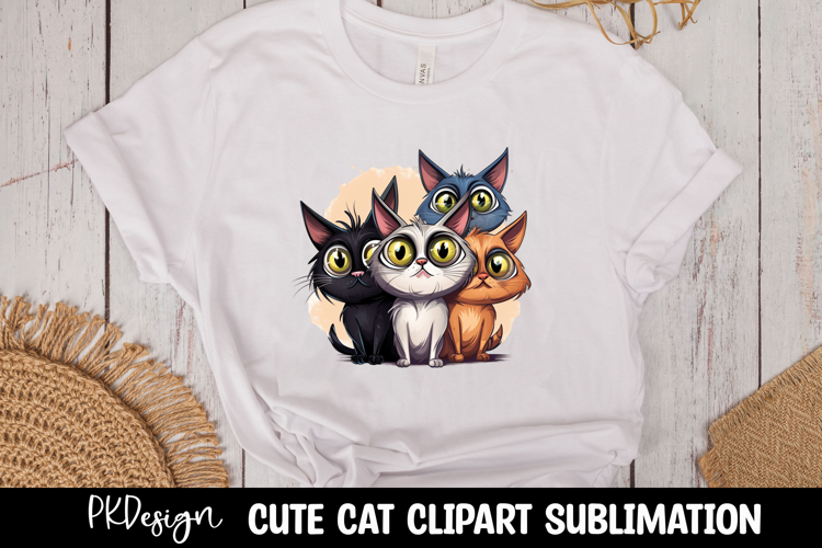 Cute watercolor cat t-shirt sublimation