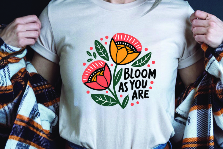 Positive saying quote with flower t-shirt sublimation png
