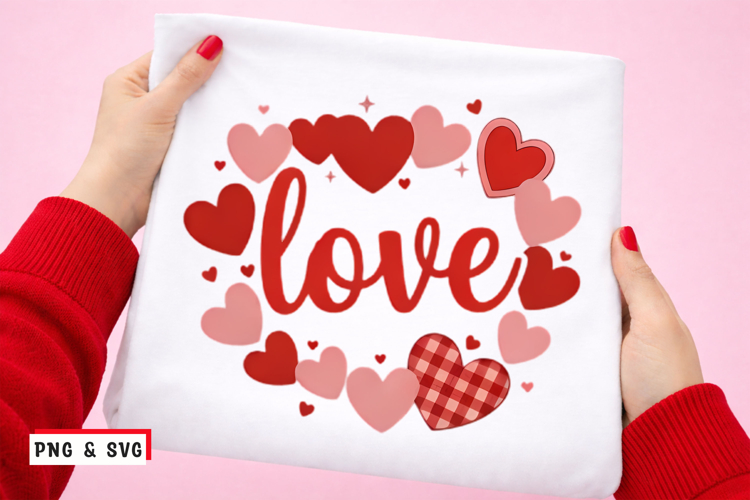 Love Heart Wreath Valentine PNG SVG Romantic Love Typography