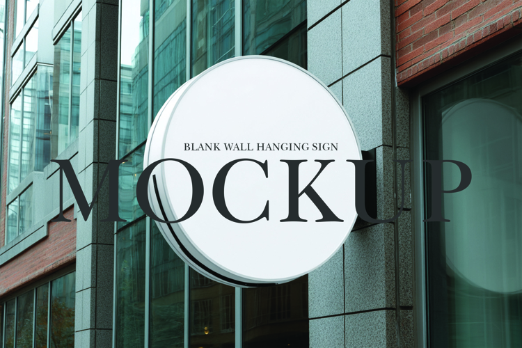 Blank wall hanging sign mockup example image 1