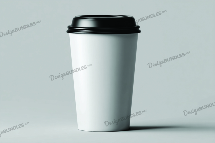 Coffee cup with black lid mockup