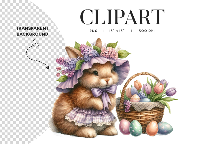 Easter Bunny Lilac Clipart PNG