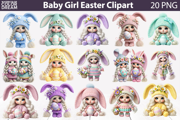 Baby Girl Bunny Easter Bundle | Bunny Ears Eggs Sublimation