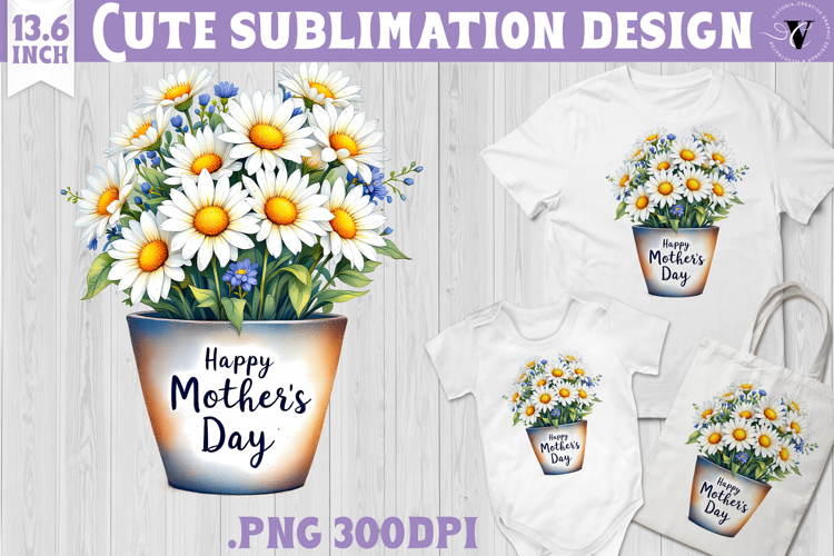 Mothers day clipart | Daisies in Pot