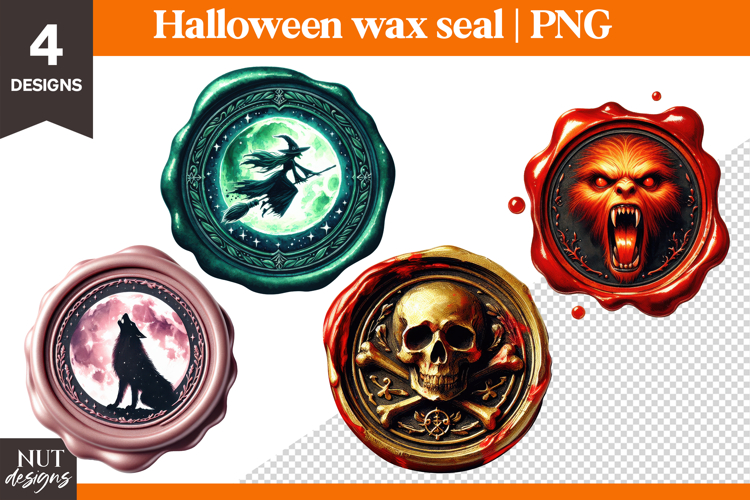 Halloween Wax Seals Clipart Skull Witch Halloween designs