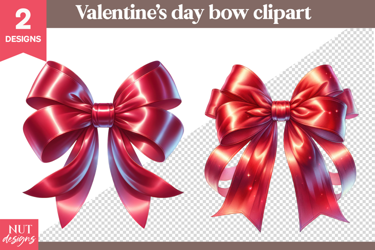 Romantic Bow Clipart Valentine Glossy Red Bow Clipart PNG