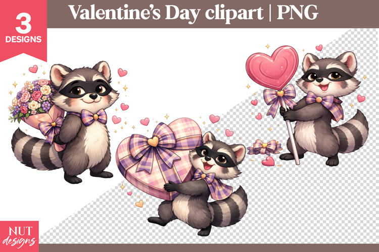 Valentines day clipart Romantic Raccoon Thief Valentine