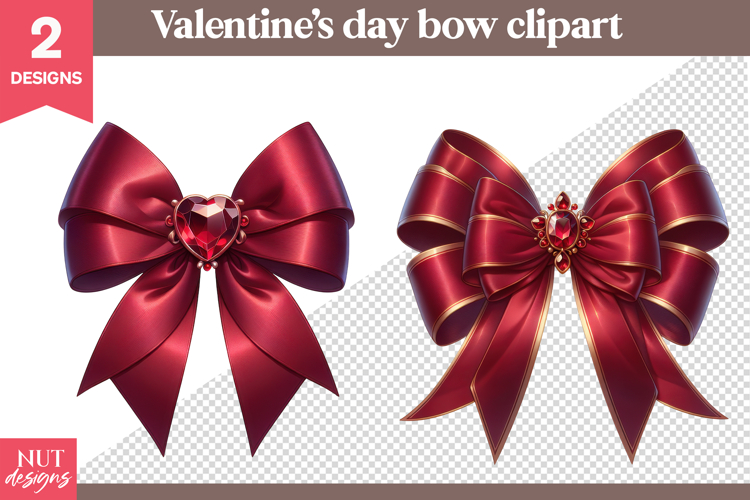 Romantic Bow Clipart Valentine Jewel red Bow Clipart