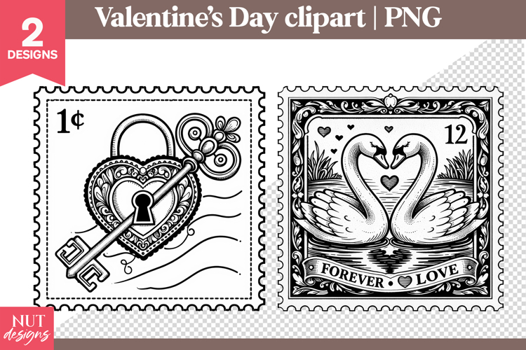 Valentines day clipart Vintage Love Stamp Clipart
