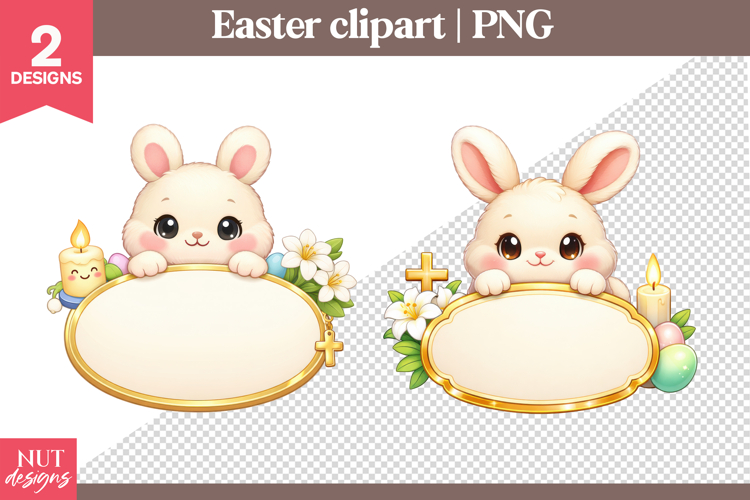 Easter Bunny Name Tag Clipart Custom name Easter clipart