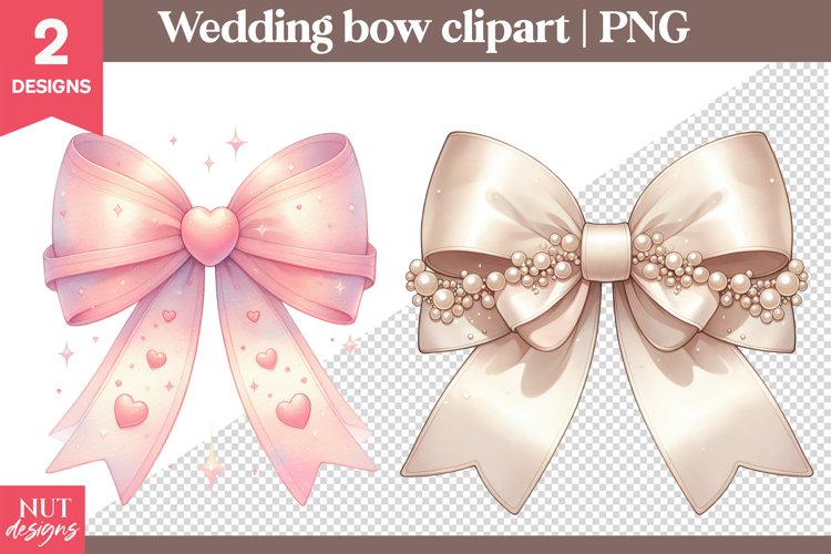 Romantic Wedding Bow Clipart PNG Valentines Pearl bow