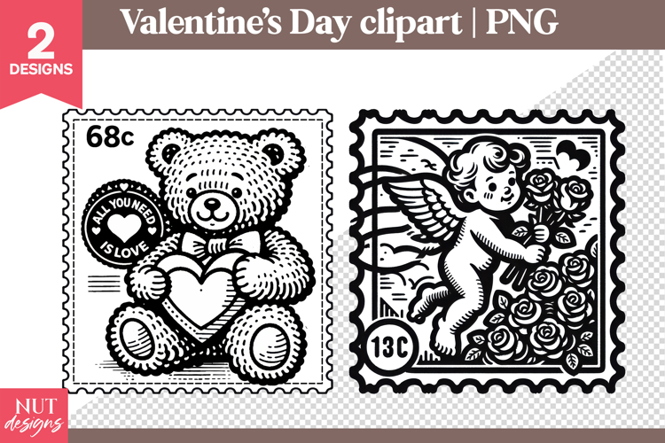 Valentines day clipart Retro Valentine Stamp sublimation