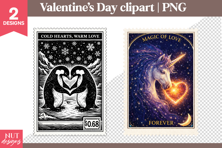 Valentines day clipart Magic Unicorn Valentine Postage