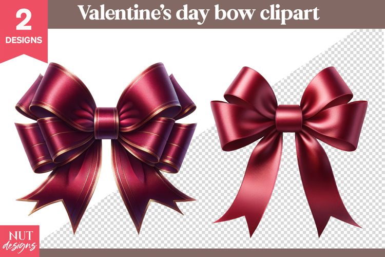 Romantic Bow Clipart Valentine Red Satin Bow Clipart PNG