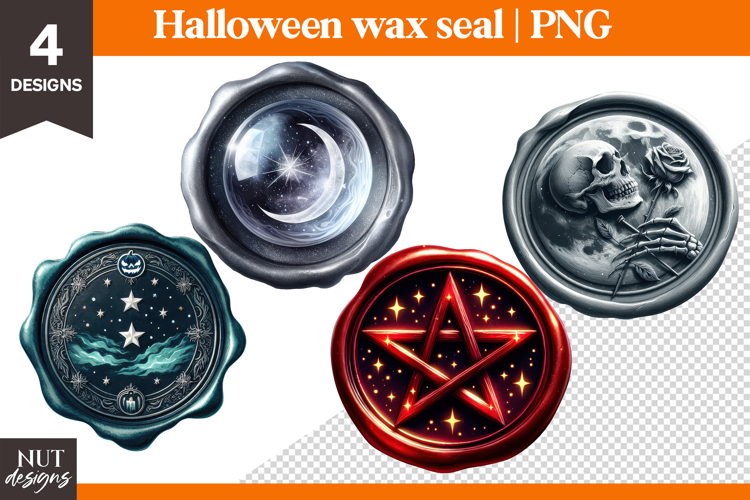 Halloween Wax Seals Clipart Skeleton Pentagram Halloween