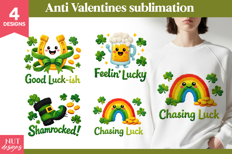 Crochet St. Patrick’s Sublimation PNG Patrick day quote