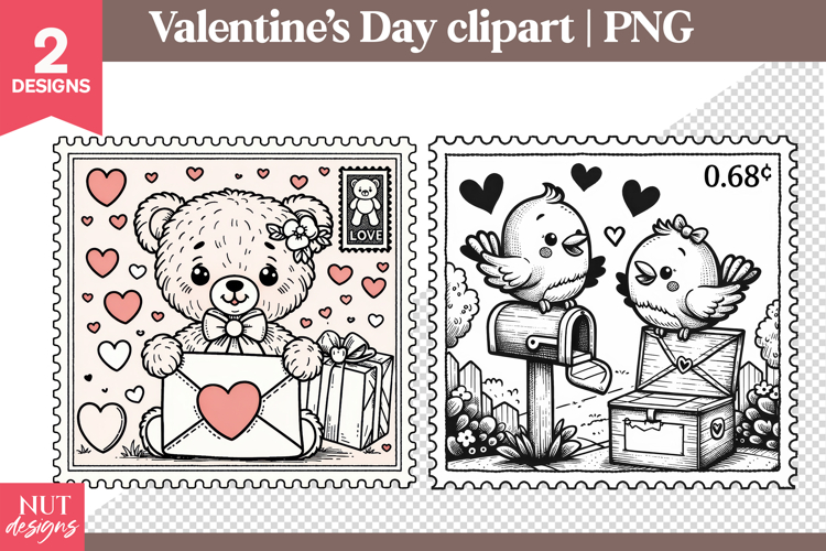 Valentines day clipart Vintage Love Stamp Clipart