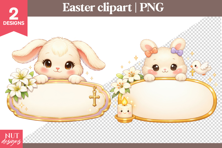 Easter Bunny Name Tag Clipart Custom name Easter clipart