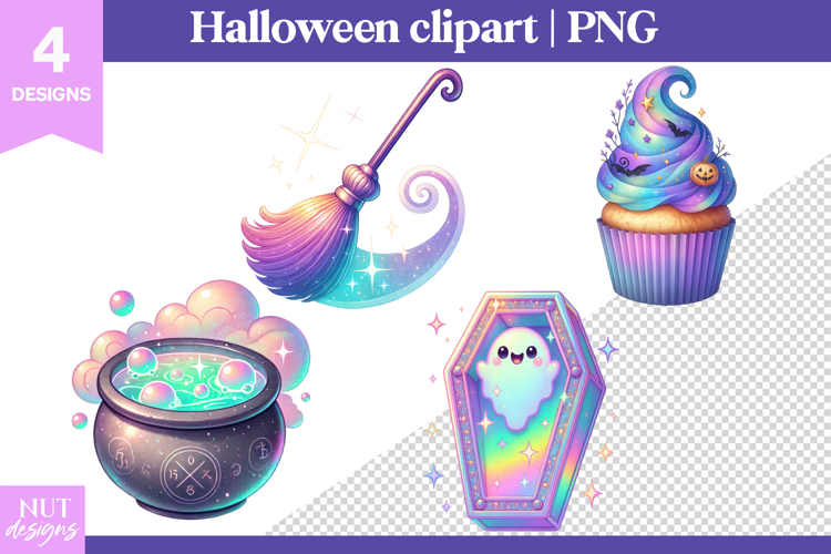 Pastel Halloween Clipart Iridescent Halloween Cake Ghost