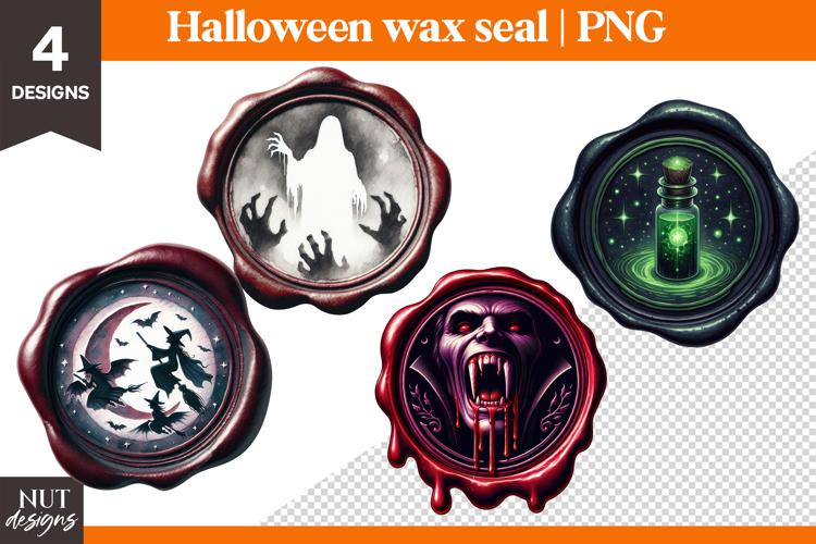 Halloween Wax Seals Clipart Ghost Vampire Witch Halloween
