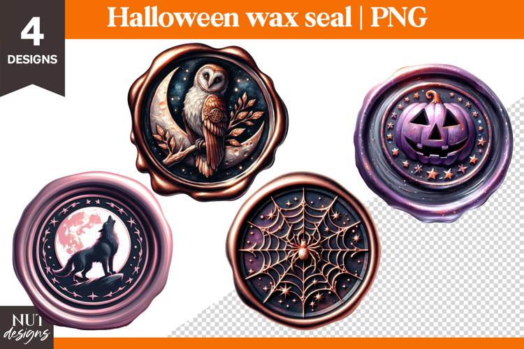 Halloween Wax Seals Clipart Owl Spider Halloween sublimation