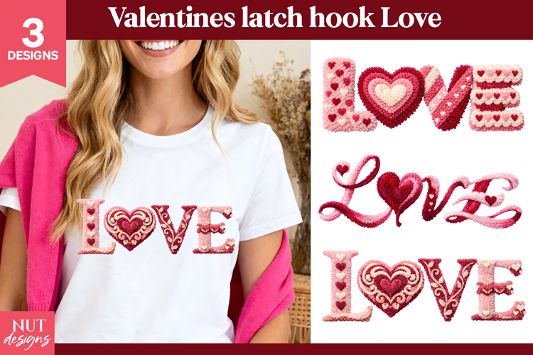 Valentines Sublimation Valentine Latch Hook yarn LOVE