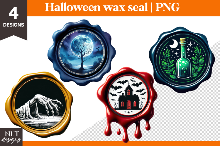 Halloween Wax Seals Clipart Skeleton Moon Poison Halloween