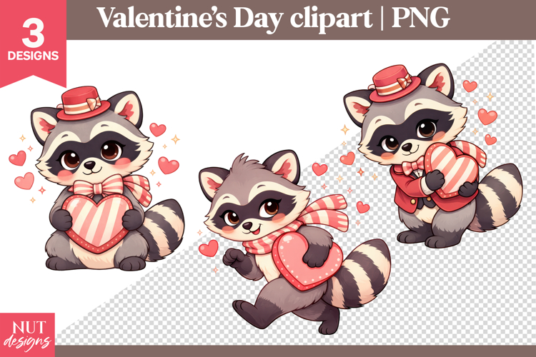 Valentines day clipart Funny Valentine Raccoon Clipart